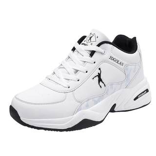 秋冬新款乔丹格兰运动鞋男士防水真皮面跑步鞋学生白色旅游鞋棉鞋