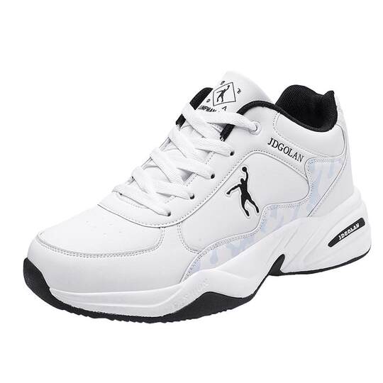 秋冬新款乔丹格兰运动鞋男士防水真皮面跑步鞋学生白色旅游鞋棉鞋