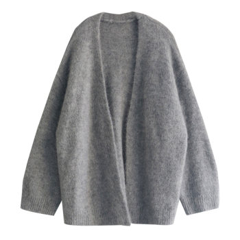 Xu da lian acridine customized soft waxy alpaca fluffy sweater coat autumn lazy atmosphere silhouette v-neck large cardigan for women