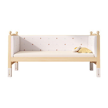 Solid wood children's spliced bed plus wide bedside crib