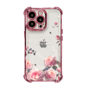 粉色玫瑰手链适用苹果17手机壳iphone15promax电镀16软硅胶14防摔