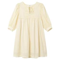 ສະບາຍດີ Canon Lace Lace Dress ແຂນສາມສ່ວນ 2023 ໃຫມ່ຂອງແມ່ຍິງ Loose High Waist Slim A-Line ກາງ-length skirt