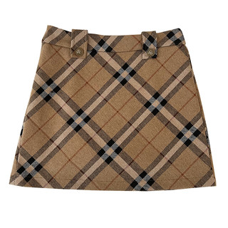 Plaid high-waisted slimming woolen skirt