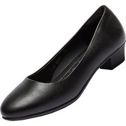 Round toe low heel ceremonial shoes for women, black leather shoes, soft surface, hotel and bank professional shoes, work shoes with low heel, work shoes