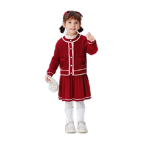 Balabala childrens clothing girls suit childrens new knitted childrens baby small fragrance college two-piece set