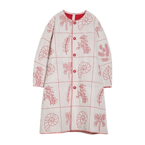 (plant embroidered) puretea tea with small fragrant wind embroidered cotton jacket female mid-length 2023 winter new product