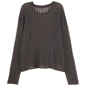 Lirenfang French Retro Lazy Sweater Women's Early Spring New Soft Waxy Hollow Thin Pullover Unique Top