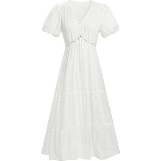 KBNE连衣裙女装气质镂空绣花仙女裙2025年夏季新品小个子短袖长裙