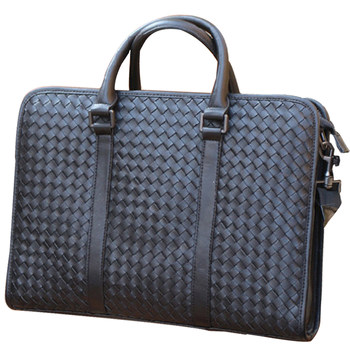 Woven business style pure leather business trip boutique computer bag for men