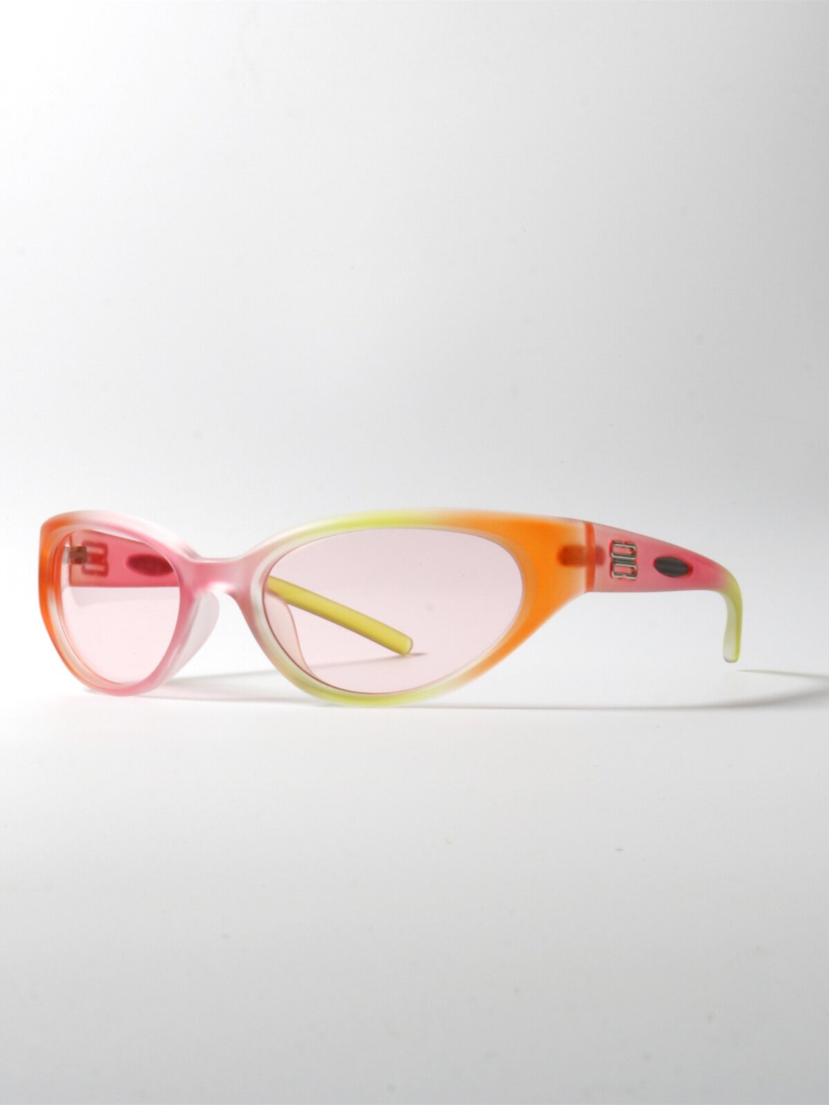 Unique rainbow candy color scheme cycling sunglasses with UV400 protection against ultraviolet radiation and a wraparound design.