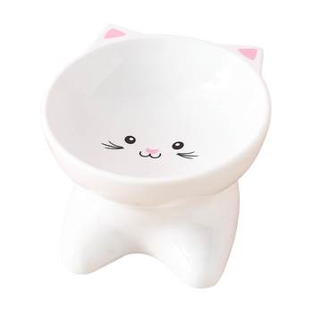 ອຸປະກອນສັດລ້ຽງ Ceramic Tall Slow Food Bowl Spine Protection Water Bowl Cat Bowl Food Bowl Cat Food Bowl Simple Cat Bowl