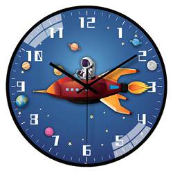 Wall Clock Living Room Clock Simple Cartoon Children's Wall Clock Space Home Clock Astronaut Personalized Quartz Clock