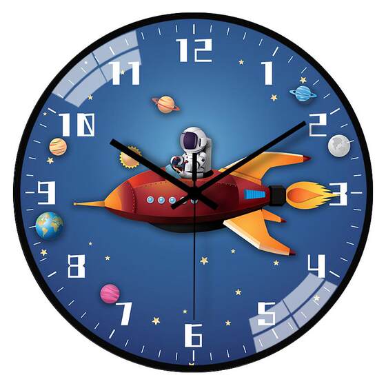 North looking astronaut cartoon children's clock wall clock