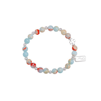 ສີກົງກັນຂ້າມ Shoushan stone beaded bracelet ສໍາລັບແມ່ຍິງ summer ins niche ການອອກແບບສາຍແຂນ elastic ແສງສະຫວ່າງຟຸ່ມເຟືອຍອິນເຕີເນັດສະເຫຼີມສະຫຼອງ temperament ມືເຄື່ອງປະດັບ