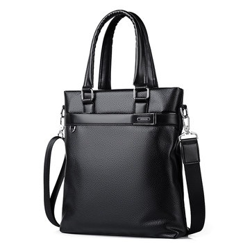Genuine leather vertical style business casual handbag