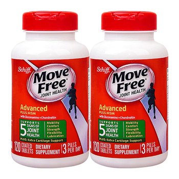 Imported MoveFree Glucosamine Chondroitin Calcium Tablets Glucosamine Green Bottle 120 capsules*2