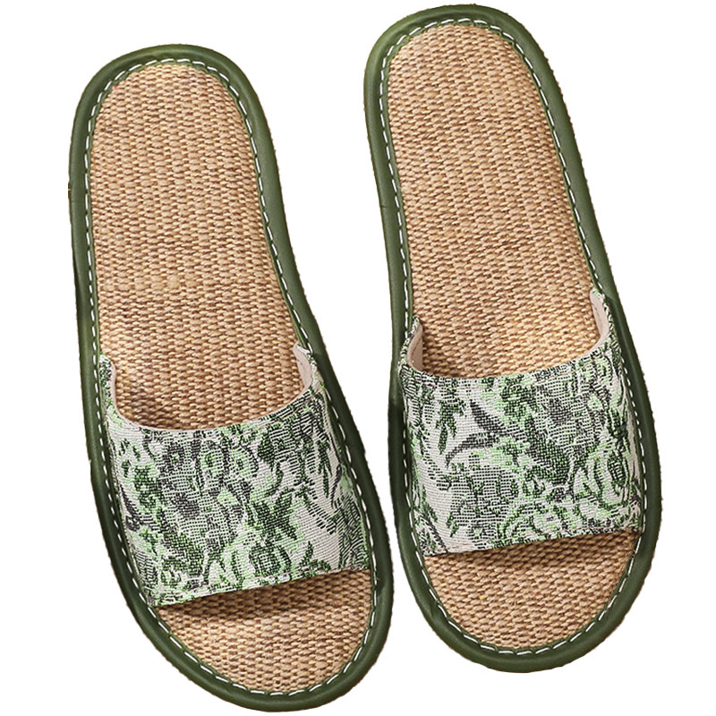 Summer household cotton and linen slippers anti-slip retro style