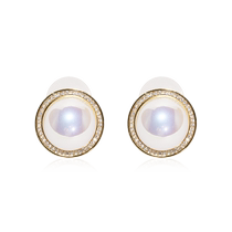(Self-operated) Idokawa French-style half-circle maple earrings high-end imitation pearl earrings that look smaller