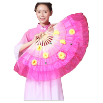 Dance fan double-sided dancing flower fan childrens extended female gauze fan left and right hand pair adult square dance yangko fan