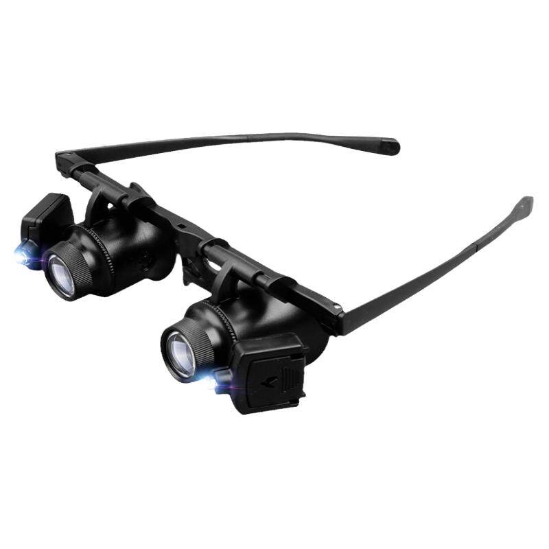 Head-mounted magnifying glass for repairing circuit boards and clocks