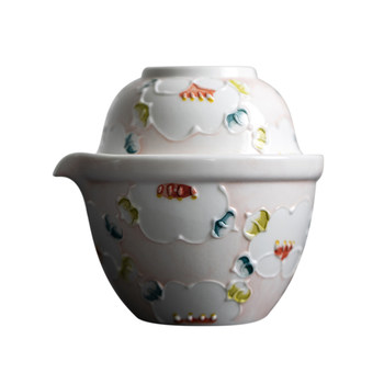 Mountains and rivers, mountain flowers travel tea set ceramic cover bowl set
