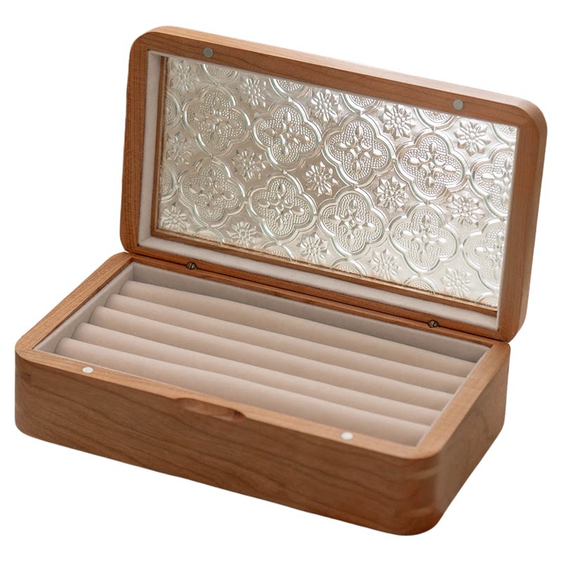 Solid wood earrings, studs and rings two-in-one storage box