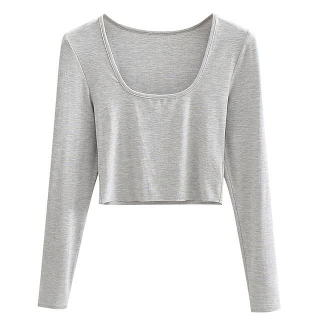 Look at the sexy deep u-neck long-sleeved stretchy ins