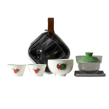 Portable travel tea set quick guest cup storage bag dehua white porcelain outdoor camping travel handbag tea set