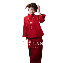 Qionglan Chinese cheongsam improved version young girl red engagement home dress 2024 new style daily wear