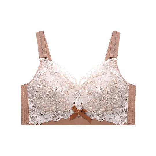 大码大胸显小文胸无钢圈防下垂胸罩内衣女薄款聚拢夏调整型收副乳