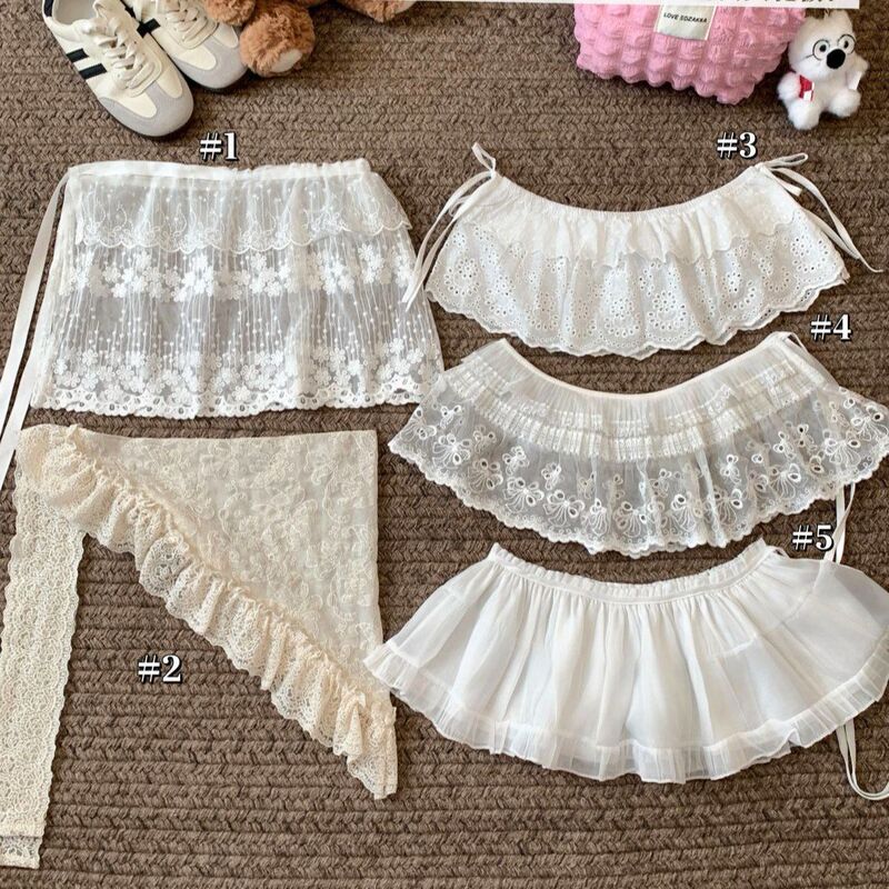 Girls' Spring Ballet-Style Skirt, Summer Lace Mesh Short Skirt for Older Children, Layered Lace-Up Skirt