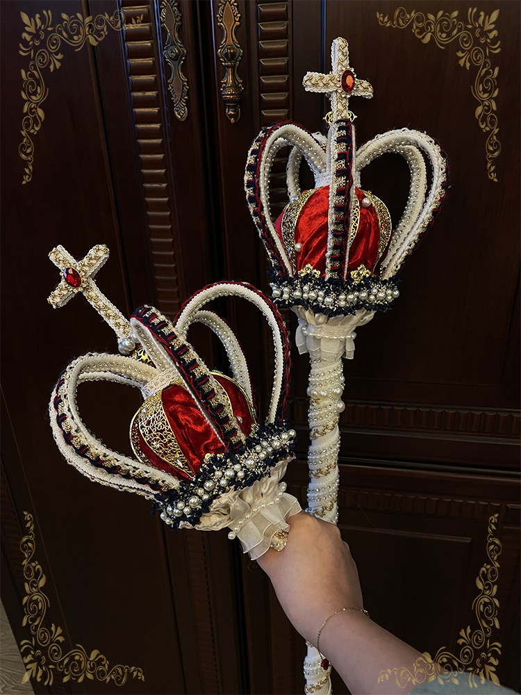[Coronation Gift] Six-Pointed Star Original Lolita Handmade Kojina Queen Cane Lolita Crown Tiara