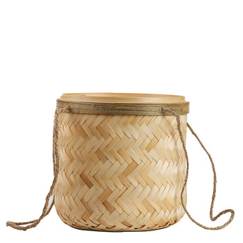 Bamboo tea can gift box sealed storage basket handbasket