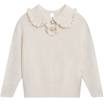 erdosKIDS 2024 early autumn new arrival lapel girls ruffled sweet and elegant pullover sweater