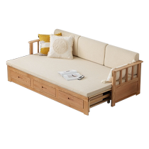 Original element solid wood sofa bed oak retractable double bed small apartment living room folding storage sofa D8068