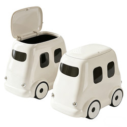 Vintage Bus Trash Can 2026 New Model Creative Household Living Room Movable Bedroom High-Value Children's Room Waste Bin