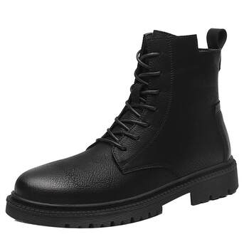 Promotional price side zipper martin boots black high-top leather shoes