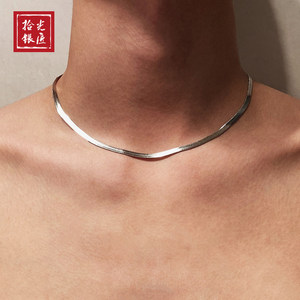 拾光银匠 纯银禁欲刀片颈链蛇骨链银男士小众嘻哈锁骨链项链男潮