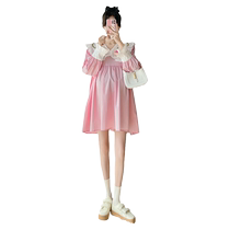 Maternity dress small large size autumn clothing age-reducing loose baby doll collar shirt long-sleeved slimming belly-covering skirt