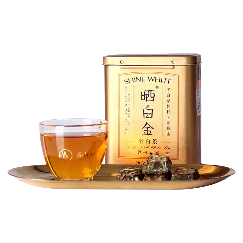 晒白金　紧压自牡丹　白茶　品品香　中国 品品香福鼎白茶晒白金老白茶白牡丹寿眉茶叶罐
