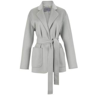 OBEG欧碧倩秋冬真丝＋羊毛双面呢大衣收腰宽松西装短外套10404087