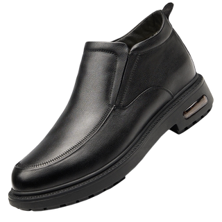 高哥增高鞋棉靴羊毛保暖男鞋冬季新款男士真皮靴加绒内增高靴子