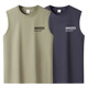 100% pure cotton wide shoulder vest men's summer loose crane sleeveless fitness sports short T-shirt base sweat shirt
