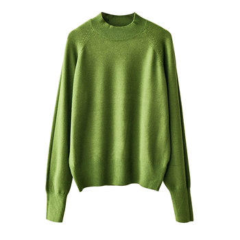 Wide thread half turtleneck knitted sweater from xiaoer