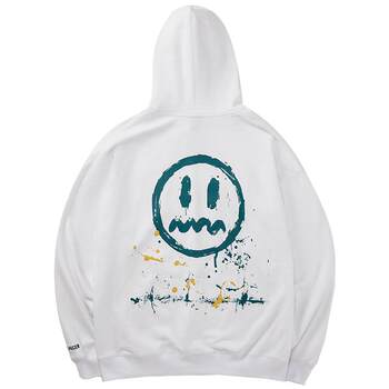 BEASTER Grimace Glitter Splash Little Devil Print Hooded Drawstring Sweatshirt Drop Shoulder Hong Kong Style Lazy Top