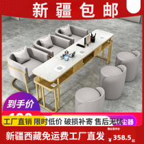 Xinjiang Nordic light luxury marble manicure table and chair set Internet celebrity built-in vacuum cleaner with socket single double triple
