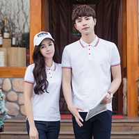 Quần yếm cotton in logo quảng cáo nam nữ có cổ áo thun áo polo lớp dịch vụ tự làm áo sơ mi văn hóa tay ngắn phù hợp tùy chỉnh áo polo tay dài