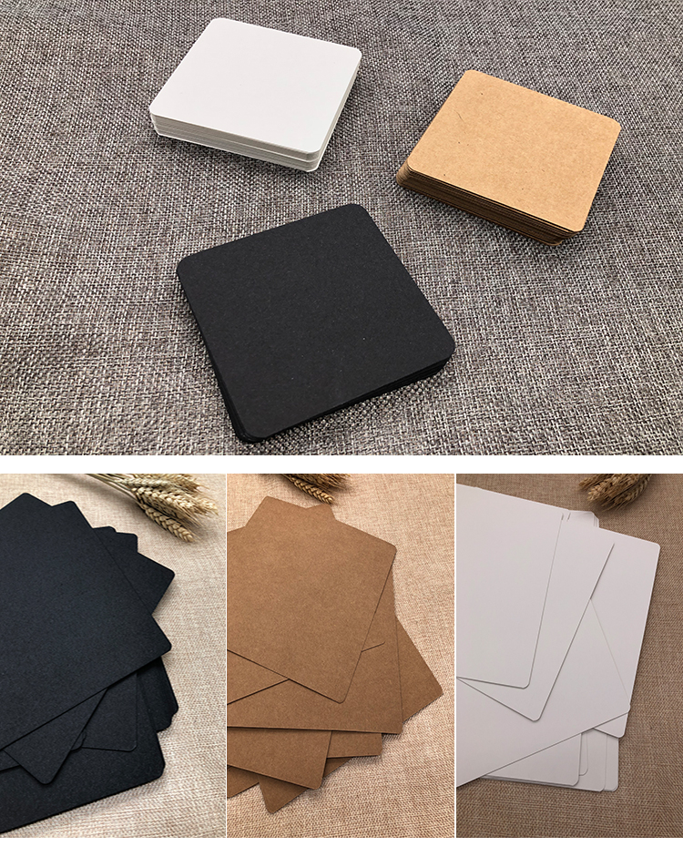 Hình vuông tròn cứng trắng bìa cứng trống tiếng anh tin nhắn từ thẻ DIY nhỏ thẻ trắng đen vàng tùy chỉnh - Giấy văn phòng giấy photocopy