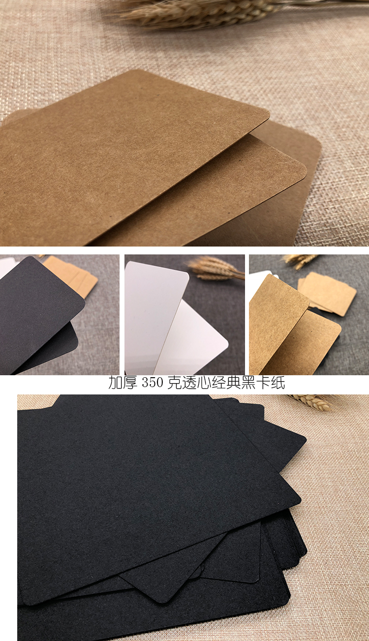 Hình vuông tròn cứng trắng bìa cứng trống tiếng anh tin nhắn từ thẻ DIY nhỏ thẻ trắng đen vàng tùy chỉnh - Giấy văn phòng giấy photocopy