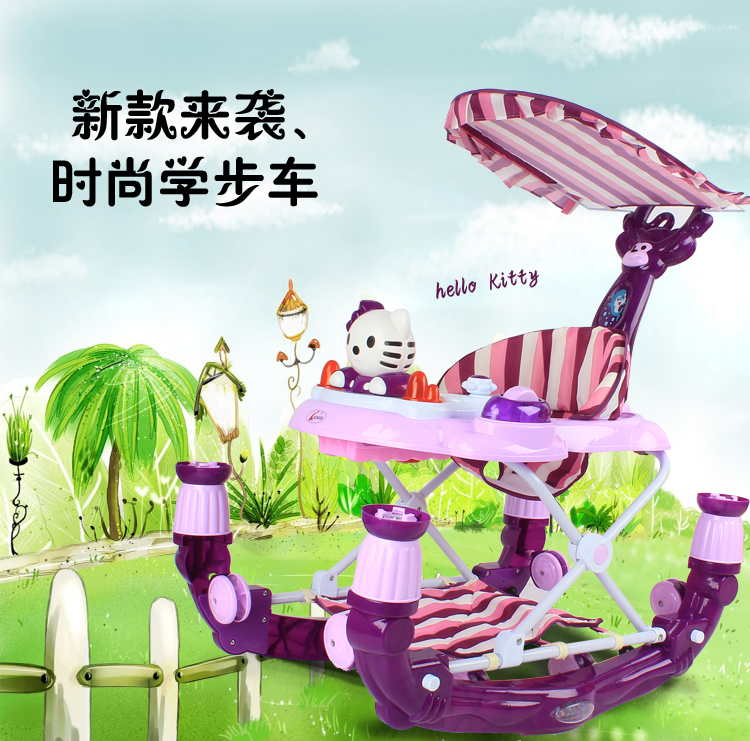 Baby Walker Anti-rollover Xe Đẩy 6 7-18 Tháng Seat Belt Âm Nhạc Chống Lật Baby Girl Child Girl